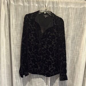 Black Floral Velvet Top